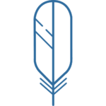 drawing in blue of a feather