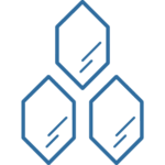 icon drawing of three hexagonal mirrors